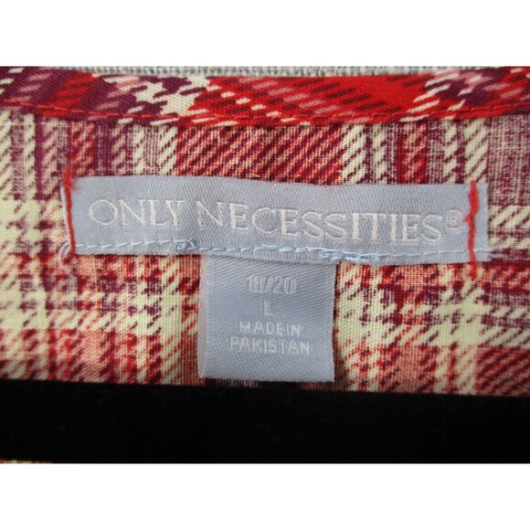 Only Necessities Womens Size L Red Plaid Sleeveless Button-Down Tunic Top - Picture 3 of 11